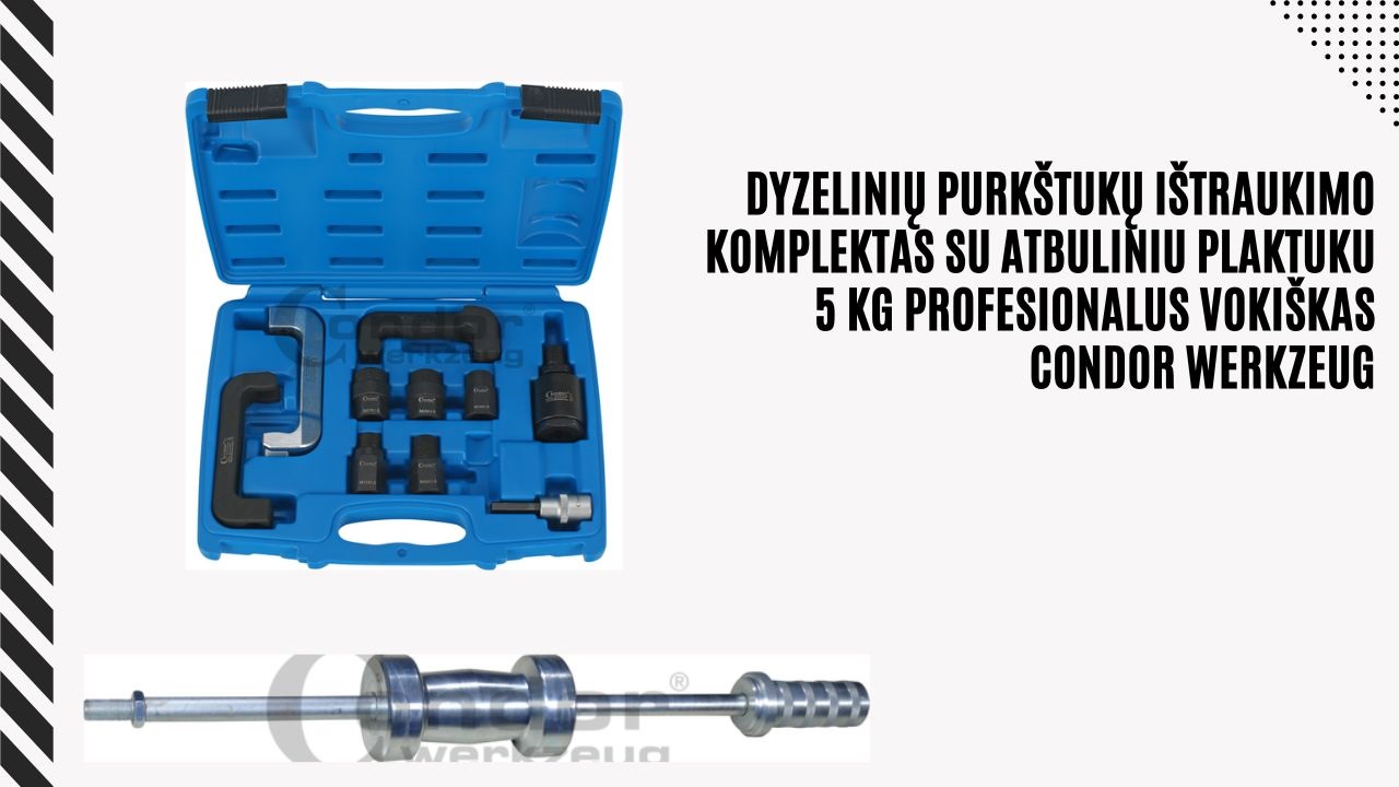 Dyzelinių Purkštukų Išėmėjų Rinkinys / adapterių rinkinys dyzelinių purkštukų išėmimui su atbuliniu plaktuku 5kg įrankių nuoma